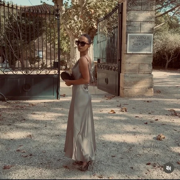 ZARA ZW COLLECTION SATIN LONG DRESS - Picture 4 of 14